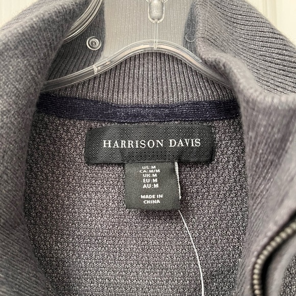 NWT Harrison Davis Men’s Knit Full-Zip Sweater Vest M Charcoal Grey - Picture 6 of 11
